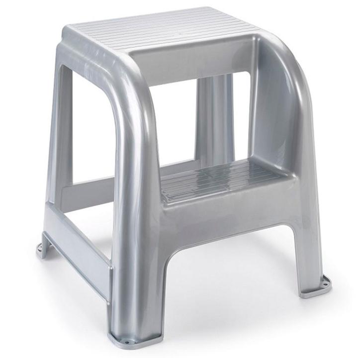 Sgabello In Plastica Argento Acan Tradineur (2 Pezzi) - 46.2x36.5x37 Cm, Per Casa O Ufficio