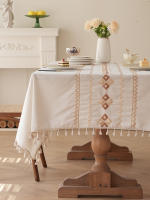 Mantel Antideslizante Impermeable Con Borlas En Cuadros Amarillo Café Para Decoración De Comedor Cocina Sala De Estar - details 8