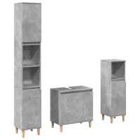 vidaXL Set muebles de baño 2 piezas madera contrachapada gris hormigón - details 1