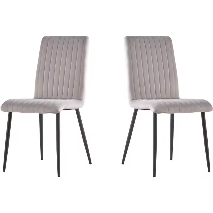 Habitat y Jardin - Juego de 2 sillas de terciopelo "Henley" - Gris claro - 1