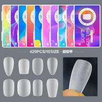 420pcs Uñas Postizas De Artesanía Press on En Mate Y Transparente Cubierta Completa Uñas Postizas Cuadradas Y De Alerza Cortas Para Extensión De Manicura - details 0