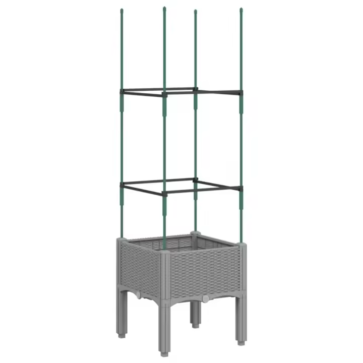 vidaXL Jardinera con enrejado PP gris claro 40x40x142,5 cm - 1
