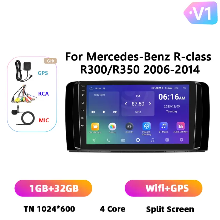 Podofo Radio de coche Android 2 Din para Mercedes-Benz R-class R300 R350 2006-2014 Carplay 8+128GB AI Voice WIFI+4G DSP GPS Navegación Multimedia Reproductor de Video - 1