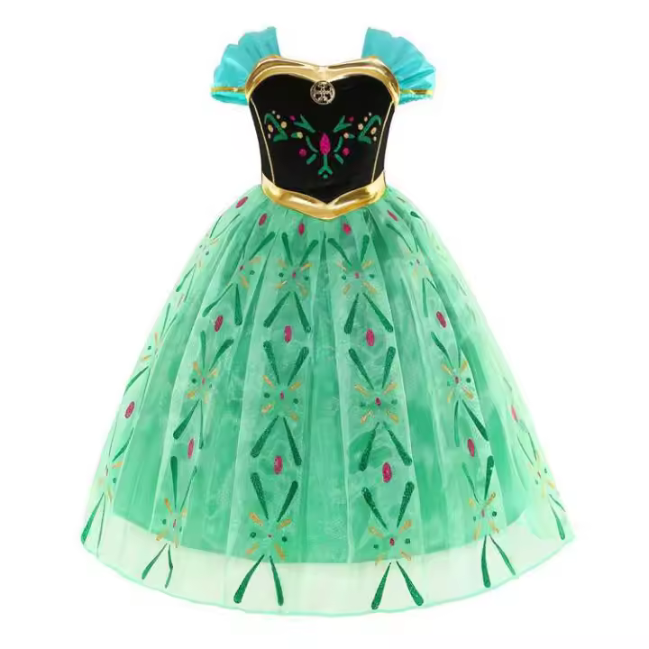 Vestido De Princesa Elsa De Halloween Para Niñas Disfraz De Reina De Hielo Anna Coronación Elegante Vestido De Fiesta Cumpleaños - 1