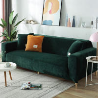 Cubierta De Sofá De Terciopelo Para Sala De Estar Color Gris Estirable Sólido Cubierta De Sofá Conjunto Funda Para Asiento Y Cojín 1PC - details 16