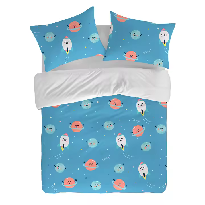 MR. WONDERFUL - Funda nórdica PLANETAS 100% algodón 144 hilos, ropa de cama. Disponible para cama de 90 cm (155x220 cm), 135 cm (220x220 cm), 150 cm (240x220 cm), 180 cm (260x240 cm). Fabricado en España)disponible en varios tamaños. Fabricado en España. - 1