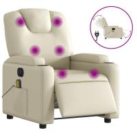 vidaXL Sillón de masaje reclinable eléctrico cuero sintético Negro, Crema, Marrón Sillon Dormitorio Sillon Comodos Silla Relax Sillón Sofá - details 3