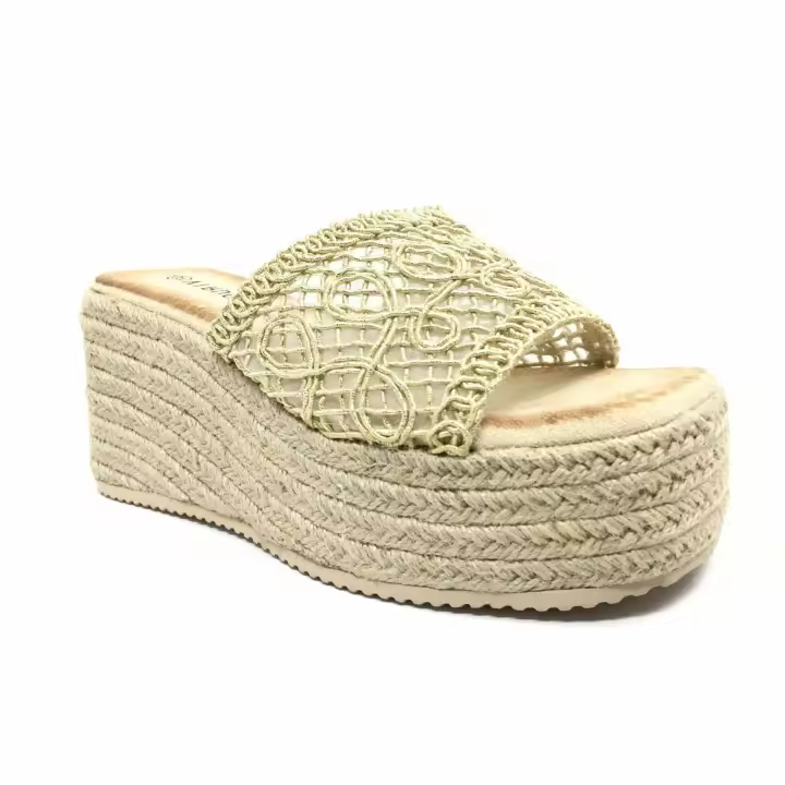 Gobbs VR-VRA-831 Sandalias de cuña para mujer doradas en sintético 000023 - 1