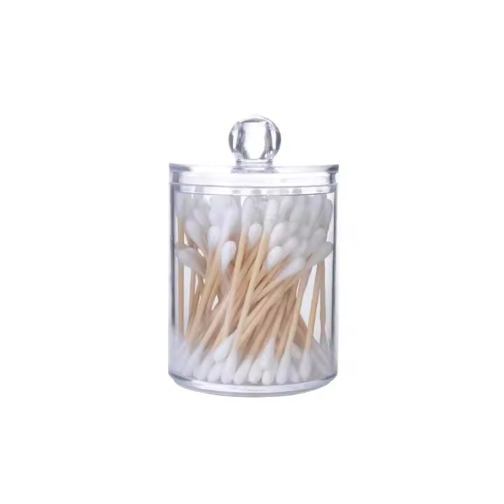 Recipiente de Almacenamiento de Bolas de Algodón con Tapa de Gran Capacidad en Acrílico Transparente para Baño Organizador de Maquillaje Dispensador - 1