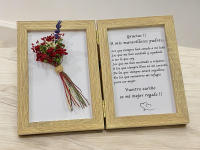 Regalo para los padres con mensaje y ramo de flores naturales preservadas y secas detalle para bodas aniversario día de la madre marco de madera doble mensaje de agradecimento a nuestros padres - details 4