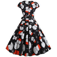 Vestido Midi Vintage Elegante Para Fiesta De Navidad Mujer Con Cintura Alta Manga Corta Vestido De Promoción Jurk Robe - details 34
