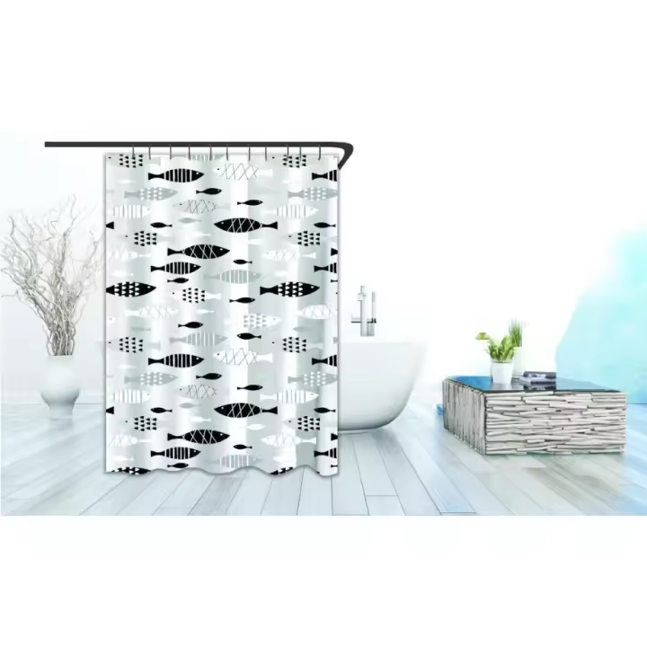 Cortina de ducha de material peva con dibujos variable, 1 panel.tela impermeable, 180x180cm,cortina de partición gruesa a prueba de moho, cortina decorativa de baño, 1 paquete - 1