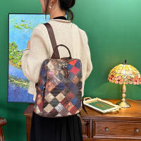 Mochila Vintage de retales para mujer, morral de cuero, Mochila de viaje, mochilas escolares para adolescentes, 2024 - details 12