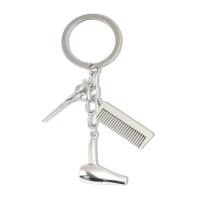 Llavero De Estilista Nuevo Llavero De Cabello Para Salon Llavero De Secador De Pelo Tijeras Peine Regalos Para Mujeres Y Hombres Joyería DIY Material Metálico Estilo Antiguo Plata - details 3