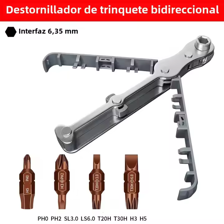 Juego De Destornilladores Bidireccional Angulo Recto Multifuncional Portátil Con Cabezas Cruzadas Y Clavijas De Acero Cromo Vanadio - 1