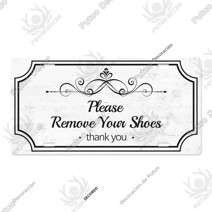 Cartel De Decoración Putuo Take Your Shoes off En Metal Estilo Vintage Para Decoración De Puerta Sala De Estar Y Pared Tamaño 5.9x11.8 Pulgadas - 1