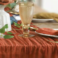 1pc Telarano De Terracota Boho Con Plegar Para Mesa Longa De Voile Rustica Para Decoración De Fiestas De Boda Y Cumpleaños - details 2