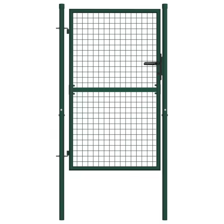 vidaXL Puerta de valla de acero verde 100x125 cm - 1