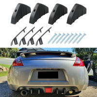 Set De 4 PiezasSpoiler De Coche En Forma De Tiburón Negro Universal Ajuste Bumper Inferior Difusor Anti-colisión Con 8 Piezas De Tornillos Para Coches - details 0