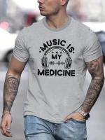 Camiseta Para Hombre "Music Is My Medicine" Algodón Cómodo Gráficos Vibrantes Ropa Casual De Verano Protección Solar Secado Rápido - details 7