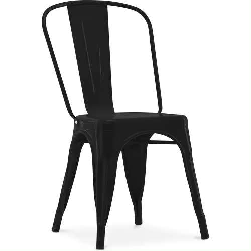 ORION91 Silla Acero BETA Negro Mate Apilable (84x45,5x52 cm) Estilo Industrial Convertible a Taburete Antideslizante Comedor Hostelería Oficina Salón Teletrabajo Cocina - SpazioLuzio - 1