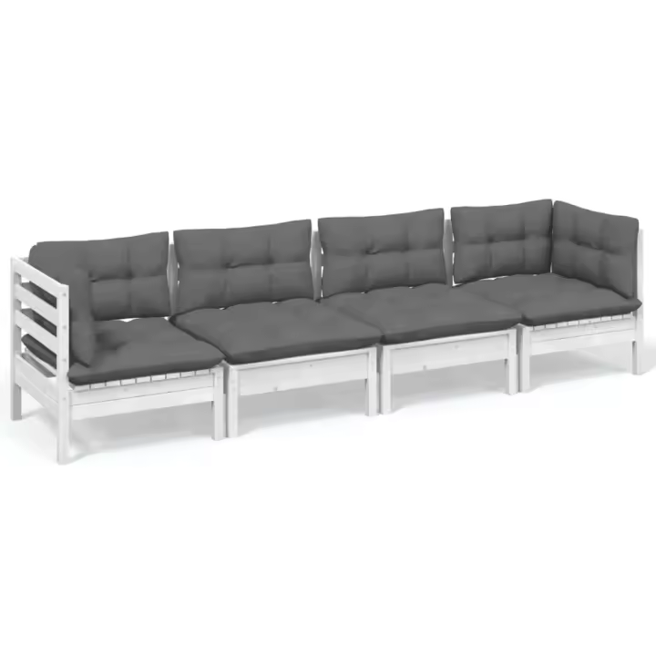 vidaXL Juego de muebles de jardín 4 pzas y cojines madera maciza pino - 1