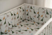 LALA - Ropa de Cama para Cuna de Bebe, Valla anticolisión, Algodón Puro, dinosaurio gris, 30x30x6, Pieza Enter Lavada. - details 1