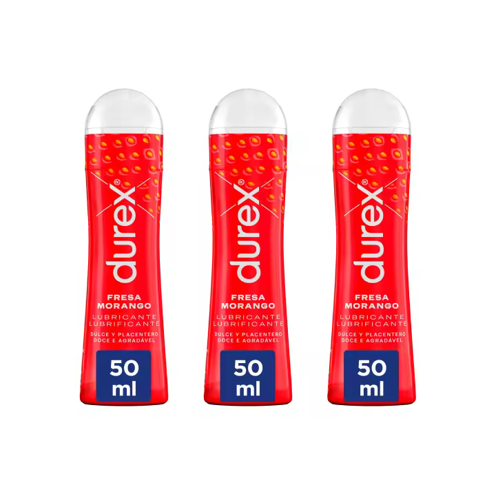 Durex - Lote Set 3x Lubricantes Sabor Fresa 50ml, Dulce y Placentero, Sexo Seguro - 1