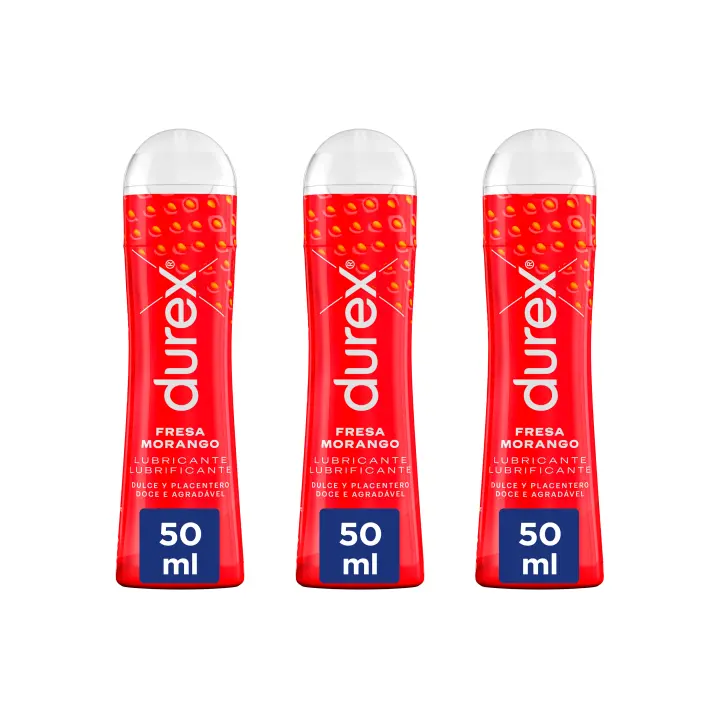 Durex - Lote Set 3x Lubricantes Sabor Fresa 50ml, Dulce y Placentero, Sexo Seguro - 1