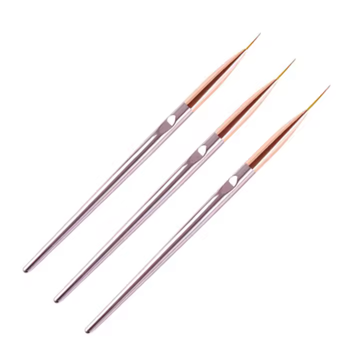 Set De 3 Pinceles De Arte Para Uñas Acrílicas Con Rayas Francesas Y Punta 3D Herramientas De Dibujo De Línea Delgada Para Manicura Y Gel UV - 1
