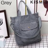 Bolso De Hombro Para Mujer De Corduroy Y Tela Con Bolsillo Exterior Bolso De Compras Casual Para Estudiantes Bolsa De Libros - details 12