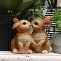 Adorno De Pareja De Conejos Besar En Jardín Y Accesorios Del Paseo 1 Pieza De Resina Tema Animal Para Decoración Del Jardín - details 5