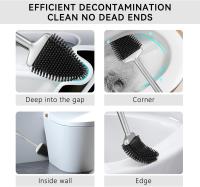 Escobillas de Baño, Escobilla WC Silicona, Cepillo Toilet Plana de Mango Largo, Cepillo de Limpieza WC Curvo de Pie/Montado en la Pared, Escobilla Suave para Baño, WC e Inodoro - Plata Mate - details 3