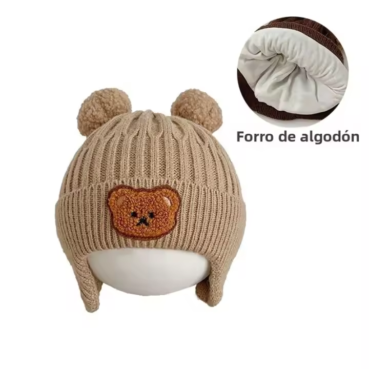 Gorro De Invierno Para Bebé Con Volante Y Protección De Orejas Linterna De Algodón Ajustable Para Niños Y Niñas Accesorios De Ropa Infantil - 1