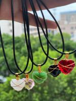 Set De 5 Collares De Piedra Natural Y Cristal Para Mujer Forma De Corazón Amehtysts Opal Azul Colgante Pendulum Choker Fashion Unisex - details 1