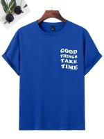 Camiseta De Algodón Para Hombre Cood Things Take Time Con Grafico De Letras Estilo Casual Para La Calle Camiseta Transpirable Para El Verano - details 2