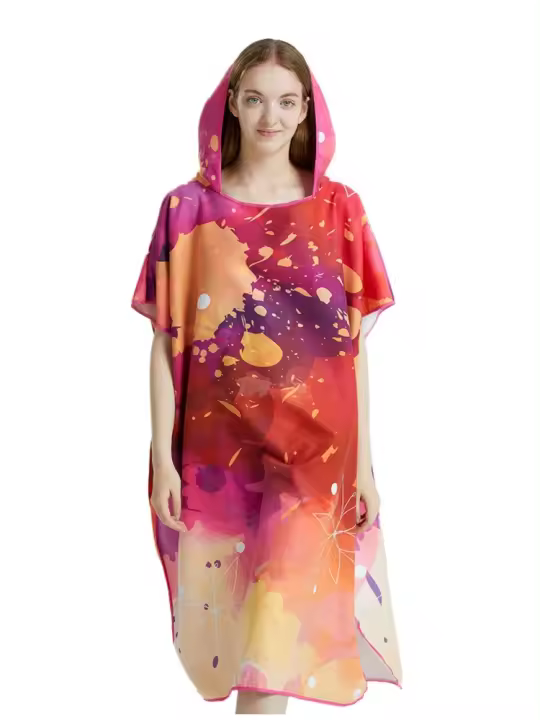 Poncho Toalla Rápida Microfibra Para La Playa Y La Natación Toalla Con Capucha Para Adultos Robe De Baño Para Cambiar Adecuado Para El Surf - 1