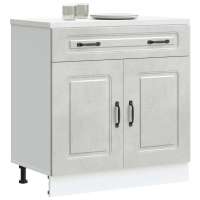 vidaXL Mueble bajo de cocina Kalmar de de ingeniería en color Madera antigua/Roble Sonoma/Negro y más | almacenamiento funcional diseño moderno para baño dormitorio sala - details 6
