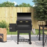 vidaXL Barbacoa de Pellets Parrilla para bbq 6 en 1 Hierro Negro Modelo Con estante, Básico, Con chimenea - details 0