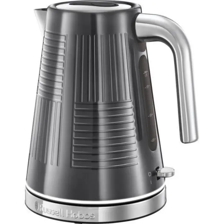 Russell Hobbs Hervidor Geo Steel 25240-56 - diseño acero inoxidable, 1,7L, hierve en menos de 55seg, ahorra electricidad, se ilumina, tapa de apertura por presión, filtro antical extraíble y lavable, base de 360º con recoge cable - 1