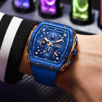 Reloj De Pulsera De Cuarzo LIGE Para Hombre Marca Top Lujo Deportivo Militar Casual Con Cronógrafo Y Resistencia Al Agua - details 12