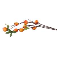 Rama De Pimienta Con Hojas Y 9 Cabezas De Pomegranato Falsas Rojas Y Naranja Para Decoración De Jardín Y Hogar Material De Seda - details 30