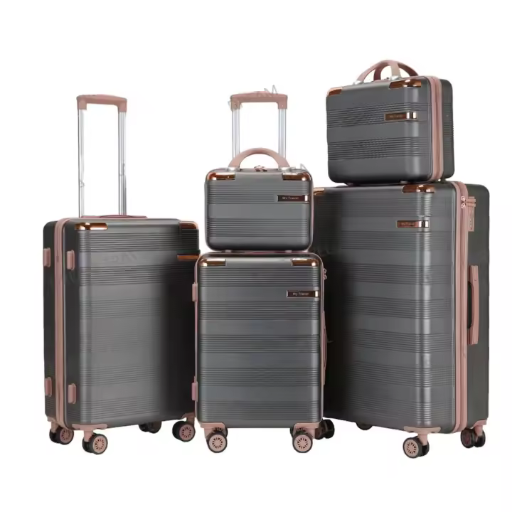 Juego de 5 Maletas. Maleta grande 28", mediana 24", maleta de cabina 20" y 2 neceseres. Policarbonato, Cerradura TSA, Ruedas de 360º. - 1