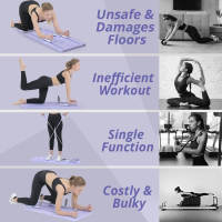 Pilates Reformando Compacto, 4 en 1 Pilates Plegable,La rueda abdominal push-up rebota automáticamente temporizador,Tabla Abdominal Pilates Multifunción para el Hogar y el Gimnasio - details 12