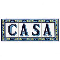 Letras y números grandes de cerámica 15cm. (6") para la pared - Letras y números esmaltados - Modelo "BARROCO-Az" - Big ceramic tile letters/numbers - - details 0