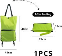 1 pieza verde plegable bolsa de carrito plegable, carrito de compras de supermercado, impermeable práctica bolsa de compras, carrito de la compra, bolsa de tela Oxford portátil - details 0
