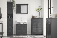 SoBuy Mueble para Debajo del Lavabo Armario de Baño de Suelo con 2 Estantes y 2 Puertas Gris Oscuro 60 x 35 x 58 cm FRG237-II-DG ES - details 0