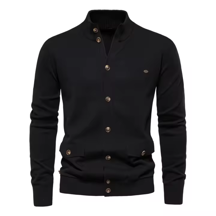 2024 otoño e invierno nuevo cárdigan superior para hombres europeos y americanos suéter informal de negocios de alta calidad de color sólido para hombres - 1