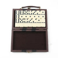 Dominoes De Melamina En Color Ibírico Con Caja De Cuero Marrón Juego De Mesa Para Fiestas Y Regalos Incluye 28 Piezas Adecuado Para Mayores De 14 Años - details 7