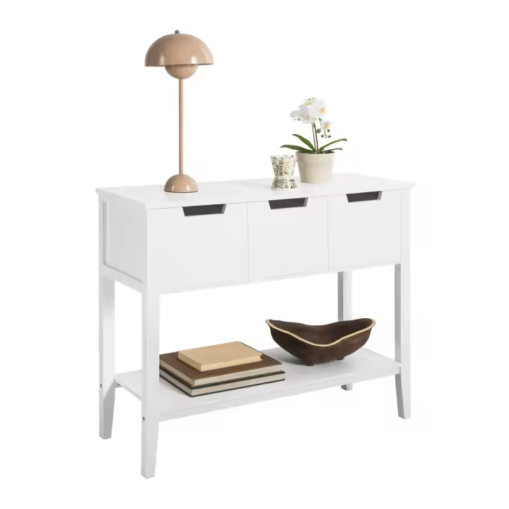 SoBuy FSB51-W Mesa de Entrada Recibidor Mesa de Consola con 3 Cajones y 1 Estante 93 x 33 x 79 cm ES - 1